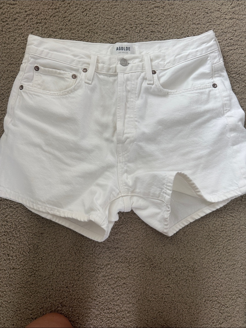 Agolde White High-Waist Denim Jean Shorts